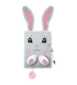 Pamiętnik A5/96K z kłódką 3D Grey bunny