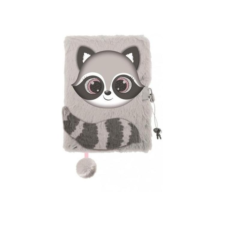 Pamiętnik z kłódką A5/96K 3D włochacz Raccoon