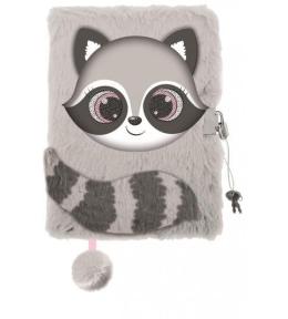 Pamiętnik z kłódką A5/96K 3D włochacz Raccoon