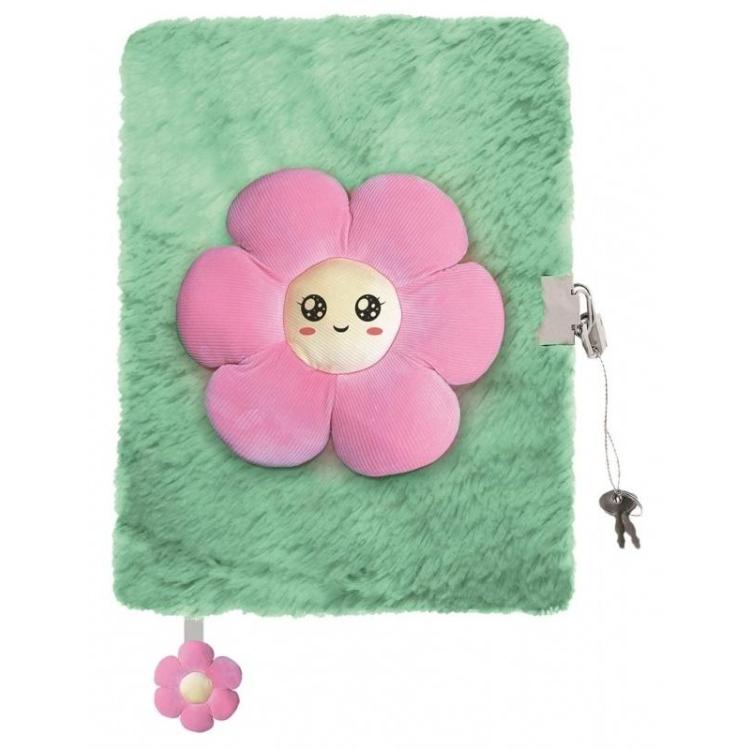 Pamiętnik A5/96K z kłódką 3D Pink flower