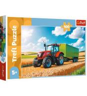 Puzzle 100 Traktor z przyczepą TREFL