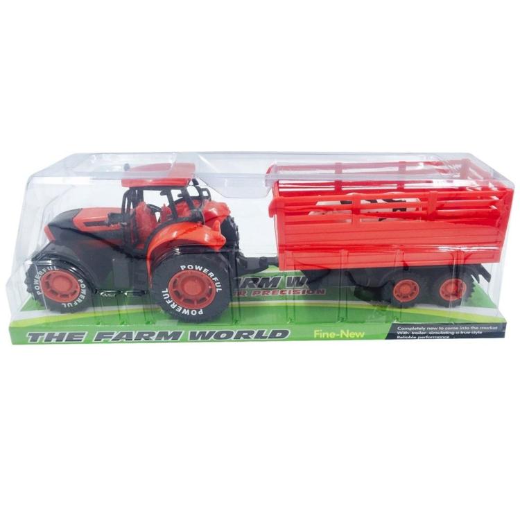 Traktor z przyczepą i zwierzątkiem