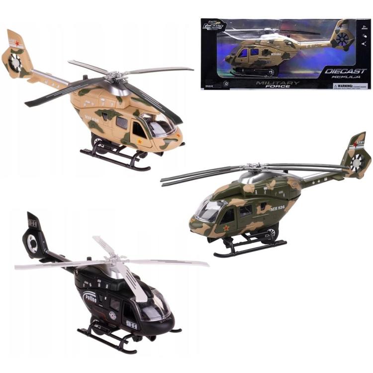 Helikopter metal pull back ze światłem i dźwiękiem