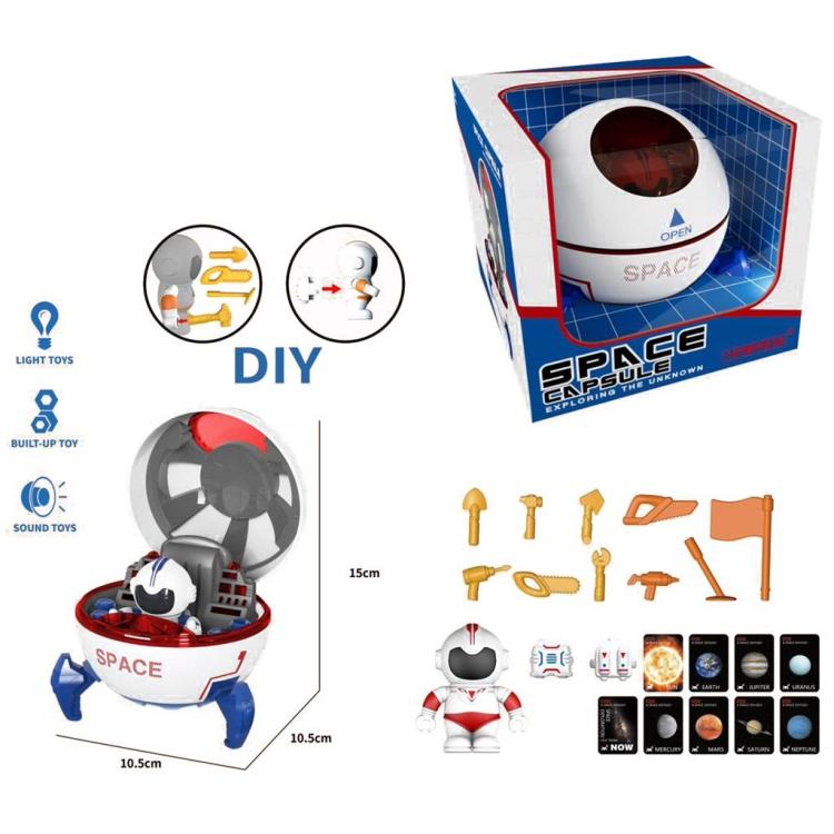 Astronauta w kapsule z akcesoriami