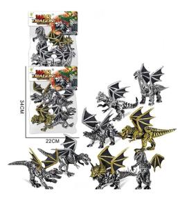 Dinozauro-smoki srebrne i złote 8szt