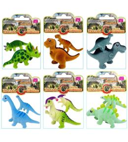 Dinozaury flokowane mama i dziecko MIX