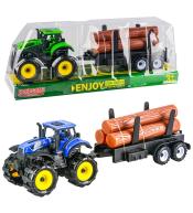 Traktor z przyczepą z drewnem MIX