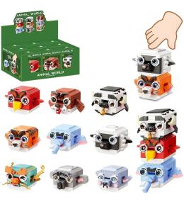 Klocki zwierzątko naciskane + 120 elementów MIX