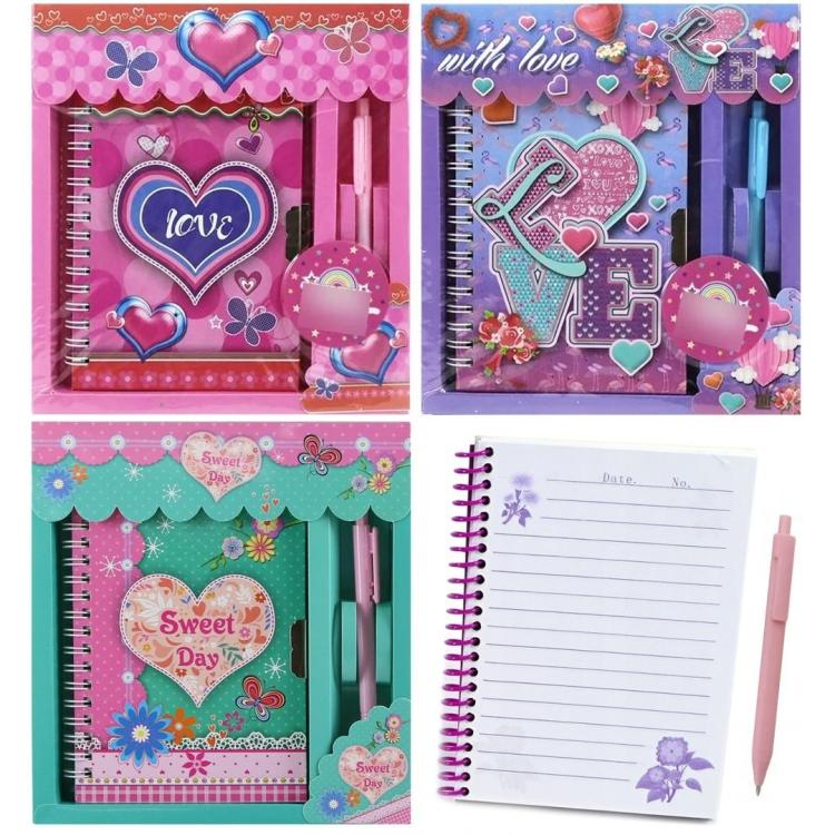 Notatnik pamiętnik serce z długopisem MIX