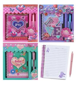 Notatnik pamiętnik serce z długopisem MIX