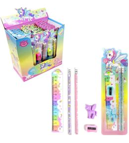 Zestaw przyborów szkolnych z motywem jednorożca