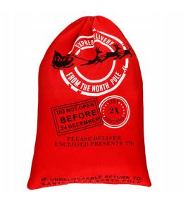 Worek Mikołaja na prezenty – czerwony, 50×70 cm, ze sznurkiem