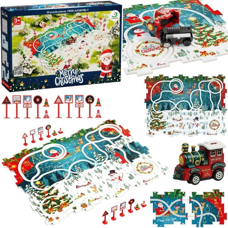 Kolejka tor puzzle świąteczne 25el
