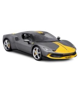 Ferrari 296 GTB Assetto Grey/Yellow 1:18 BBURAGO