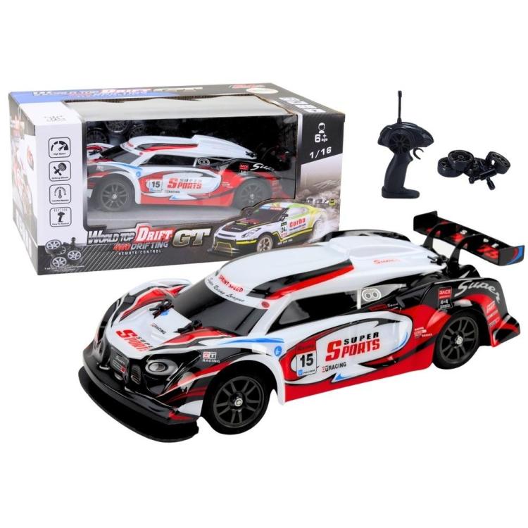 Auto sportowe RC 1:16 biało czerwone