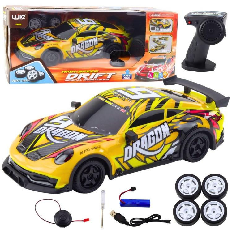 Auto sportowe R/C podświetlana karoseria żółte