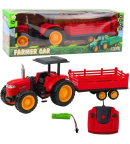 Traktor z przyczepą RC czerwony