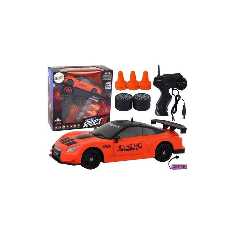 Autko sportowe R/C 1:24 wymienne koła pomarańczowe
