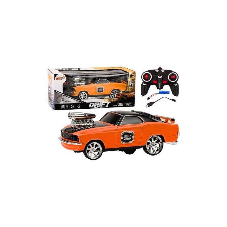 Auto R/C 1:18 Drift 360 światło dźwięk pomarańcz.