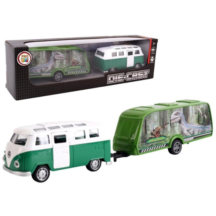 Samochód Van z przyczepą kempingową metal no.2