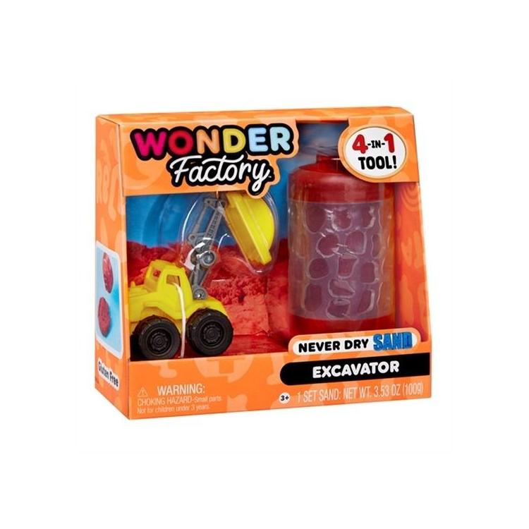 Wonder Factory Never Dry Sand - Red + Excavator