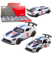 Wyścigówka metalowa napęd otwierane drzwi srebrny