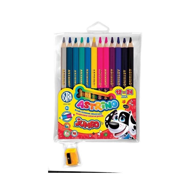 Kredki ołówkowe okrągłe Jumbo 24 kolory Astrino