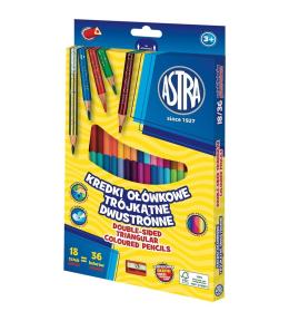 Kredki ołówkowe trójkątne dwustr. 18 36 kol. ASTRA
