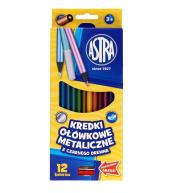 Kredki ołówkowe metaliczne czarne 12 kolorów ASTRA