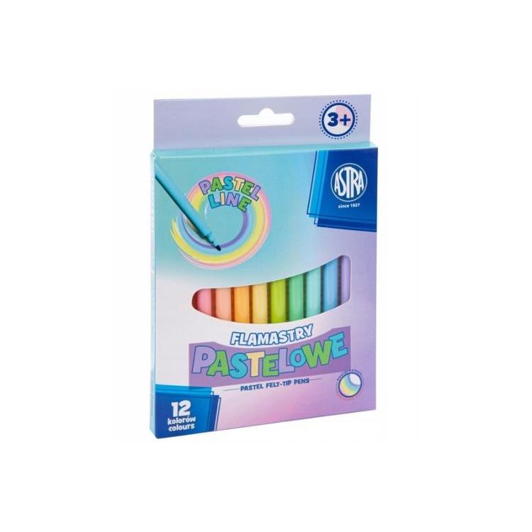 Flamastry 12 kolorów pastel ASTRA