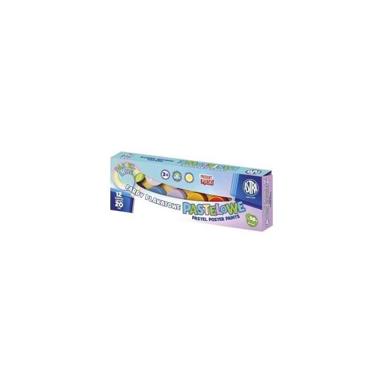 Farby plakatowe pastelowe 12 kol x 20ml ASTRA