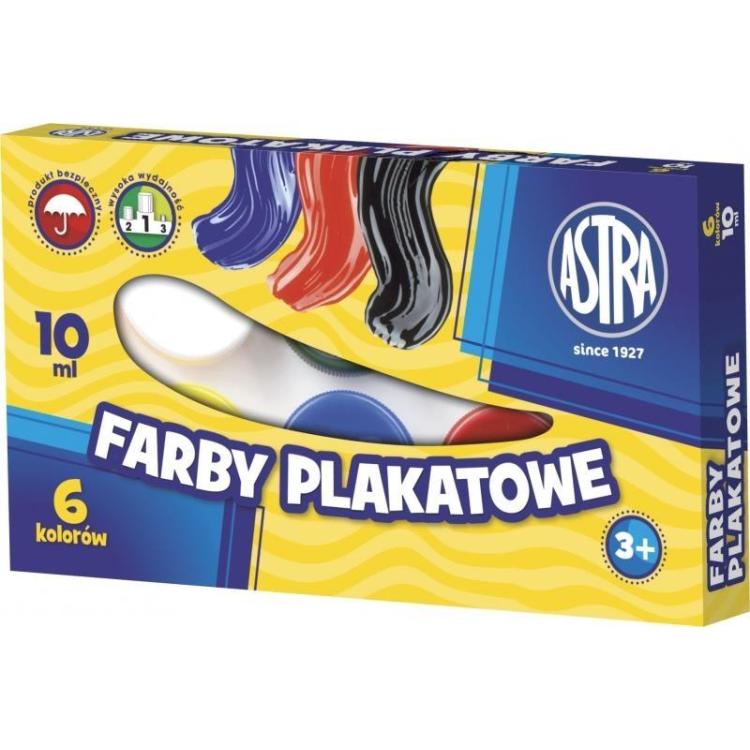 Farby plakatowe 6 kolorów 10ml ASTRA