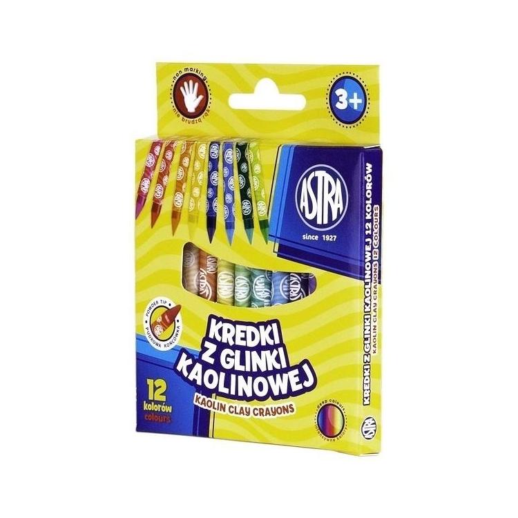Kredki z glinki kaolinowej 12 kolorów ASTRA