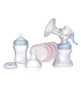 Nuby Comfort NBNT67636 – ręczny laktator z butelką 240 ml i smoczkiem antykolkowym