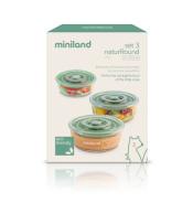 Okrągłe szklane pojemniki Miniland 3 x 300 ml - Wiewiórka